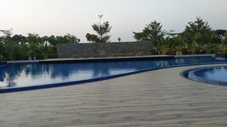 Poolside deck at Golden Sands Beach Resort