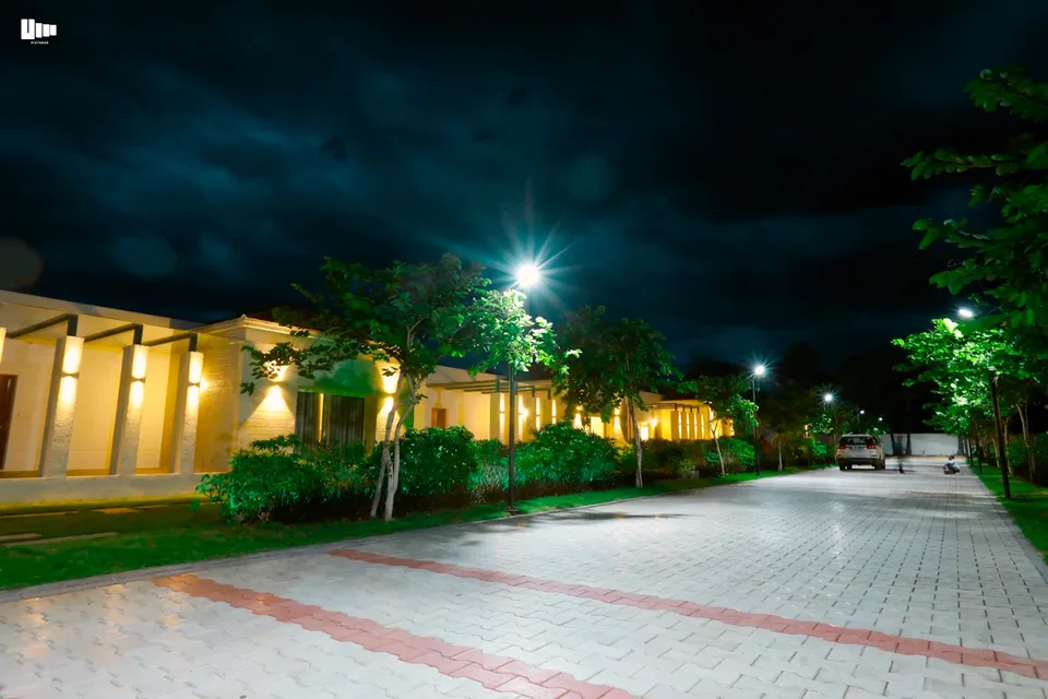 Landscaped resort walkway